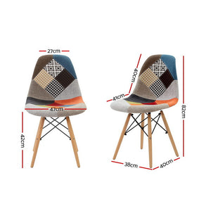 Artiss Set of 4 Retro Beech Fabric Dining Chair - Multi Colour