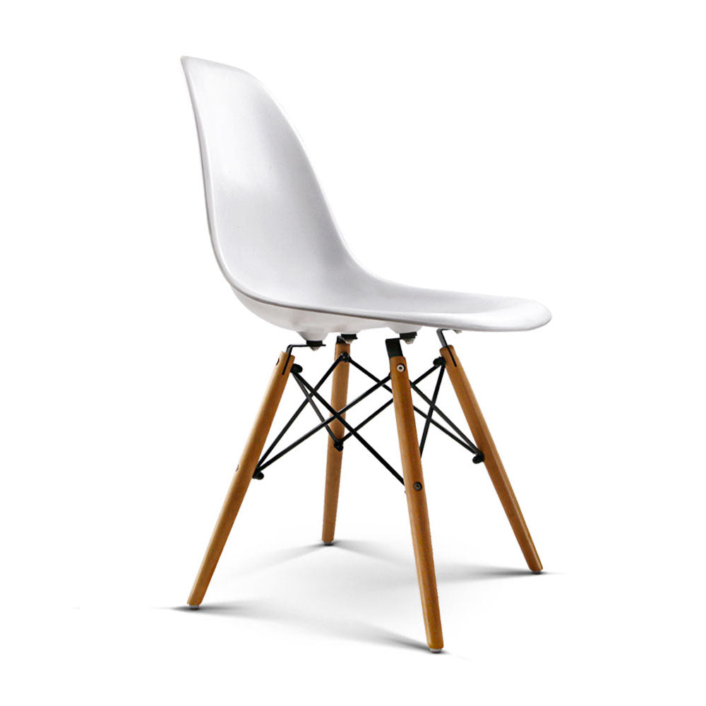 Artiss Set of 2 Retro Beech Wood Dining Chair - White