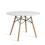 Artiss Round Beech Timber Dining Table - White