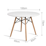 Artiss Round Beech Timber Dining Table - White