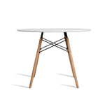 Artiss Round Beech Timber Dining Table - White