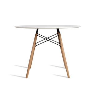 Artiss Round Beech Timber Dining Table - White