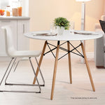 Artiss Round Beech Timber Dining Table - White