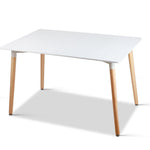 Artiss Rectangular Beech Timber Dining Table - White