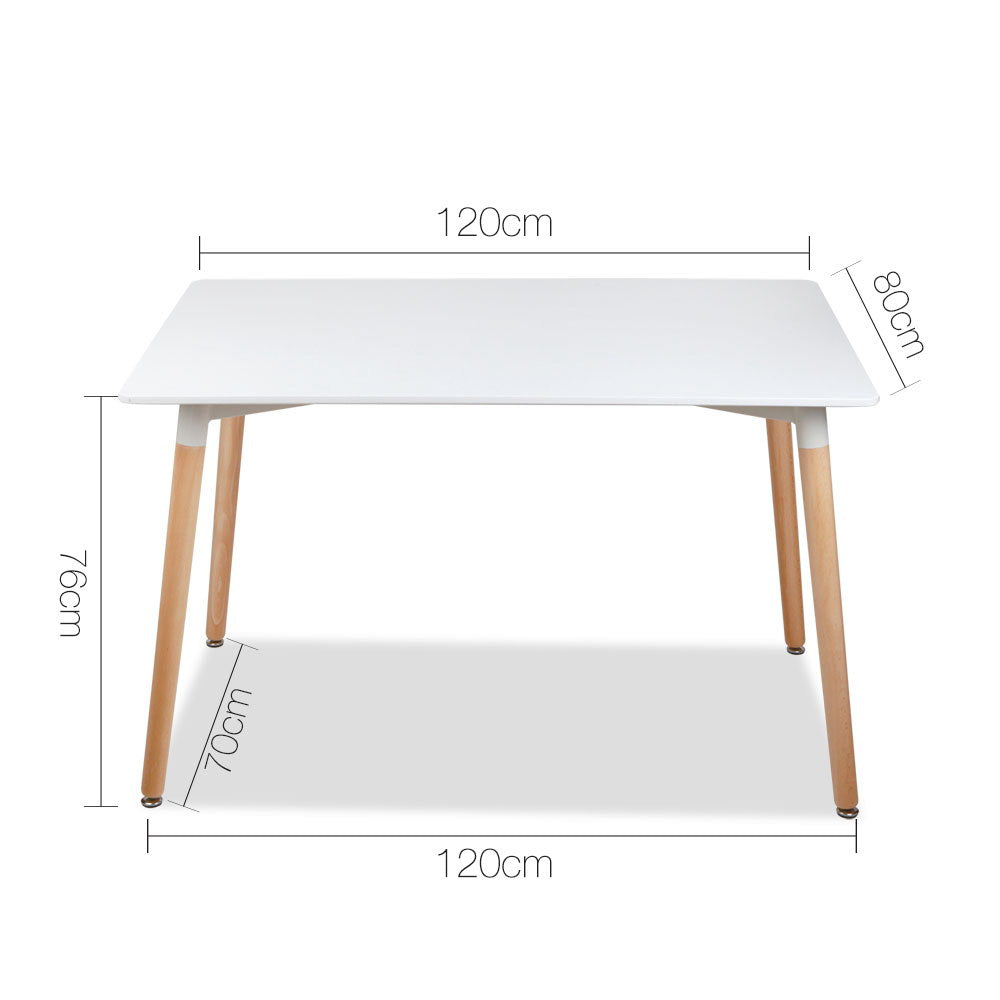 Artiss Rectangular Beech Timber Dining Table - White