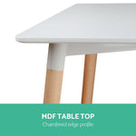 Artiss Rectangular Beech Timber Dining Table - White