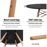 Artiss 4-Seater Round Replica Eames DSW Dining Table Kitchen Timber Black 90cm