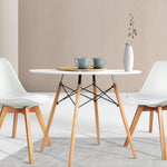 Artiss 4-Seater Round Replica Eames DSW Dining Table Kitchen Timber White 90cm