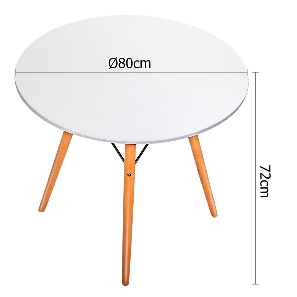 Artiss Round Wooden Dining Table - White