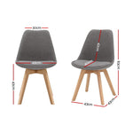 Artiss Set of 2 Retro Beech Fabric Dining Chair - Light Grey