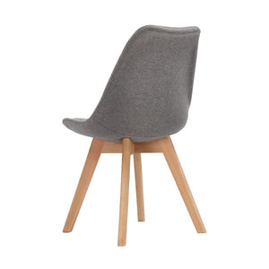 Artiss Set of 2 Retro Beech Fabric Dining Chair - Light Grey