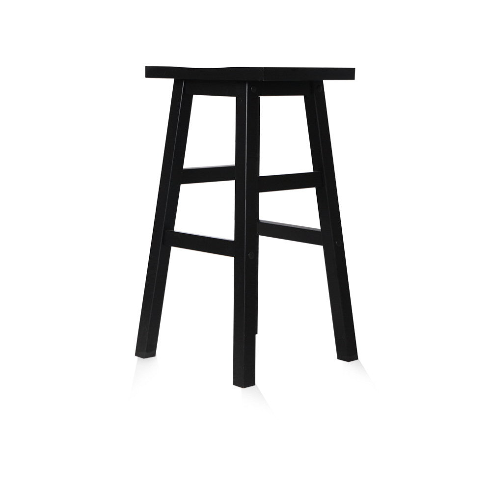 Artiss Set of 2 Wooden Backless Bar Stools - Black