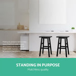 Artiss Set of 2 Wooden Backless Bar Stools - Black