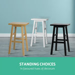 Artiss Set of 2 Wooden Backless Bar Stools - Black