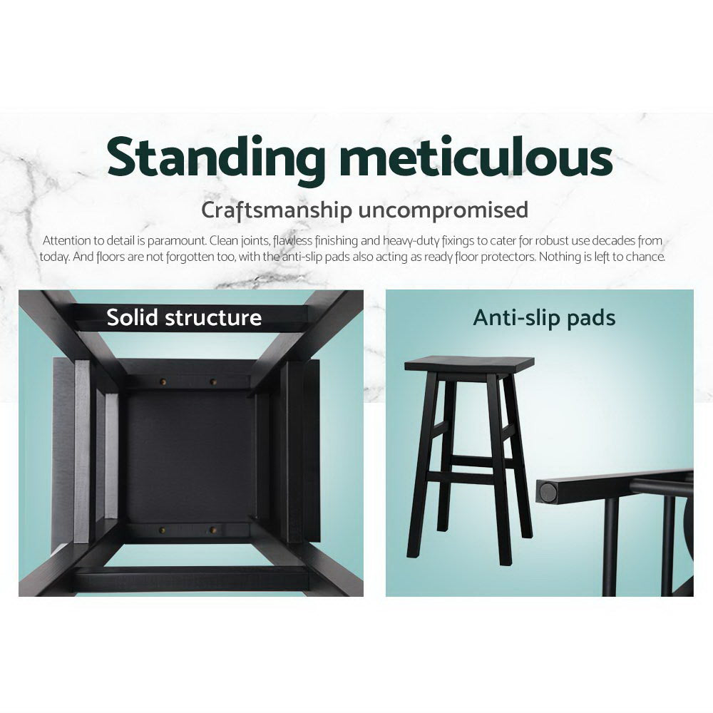 Artiss Set of 2 Wooden Backless Bar Stools - Black