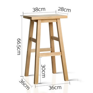 Artiss Set of 2 Wooden Backless Bar Stools - Natural