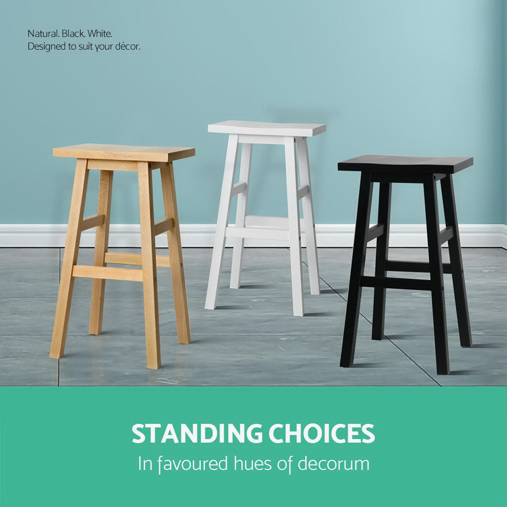 Artiss Set of 2 Wooden Backless Bar Stools - Natural