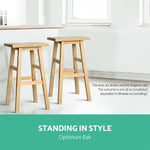 Artiss Set of 2 Wooden Backless Bar Stools - Natural