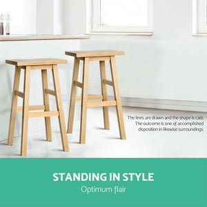 Artiss Set of 2 Wooden Backless Bar Stools - Natural