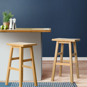 Artiss Set of 2 Wooden Backless Bar Stools - Natural