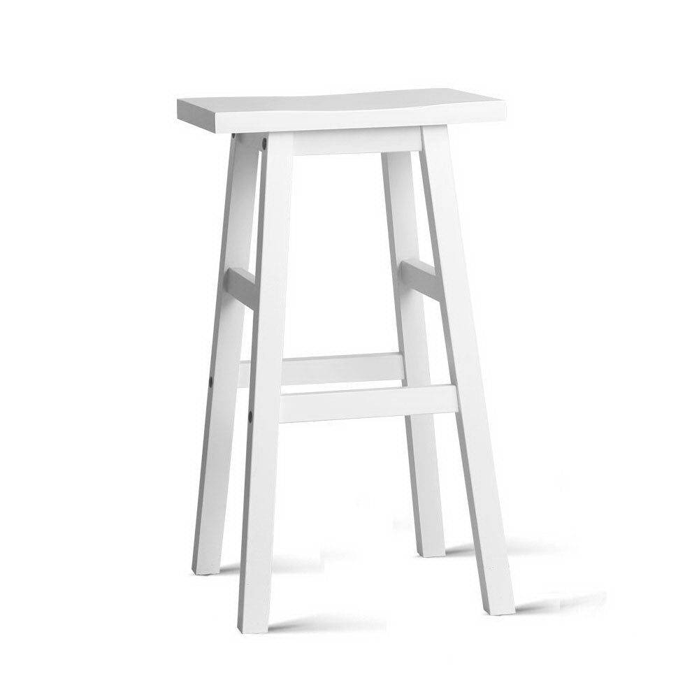 Artiss Set of 2 Wooden Backless Bar Stools - White