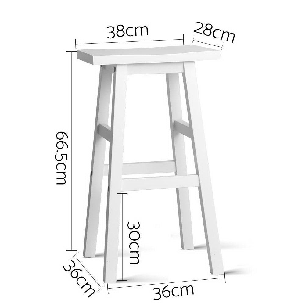 Artiss Set of 2 Wooden Backless Bar Stools - White