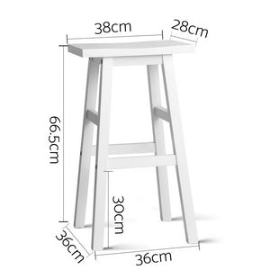 Artiss Set of 2 Wooden Backless Bar Stools - White
