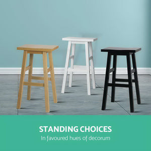 Artiss Set of 2 Wooden Backless Bar Stools - White