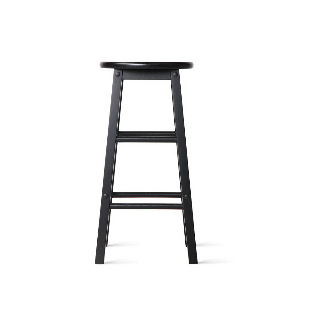 Artiss Set of 2 Beech Wood Backless Bar Stools - Black