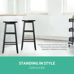 Artiss Set of 2 Beech Wood Backless Bar Stools - Black