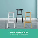 Artiss Set of 2 Beech Wood Backless Bar Stools - Black