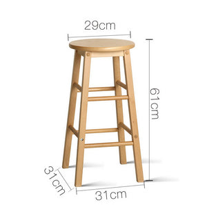 Artiss Set of 2 Beech Wood Backless Bar Stools - Natural