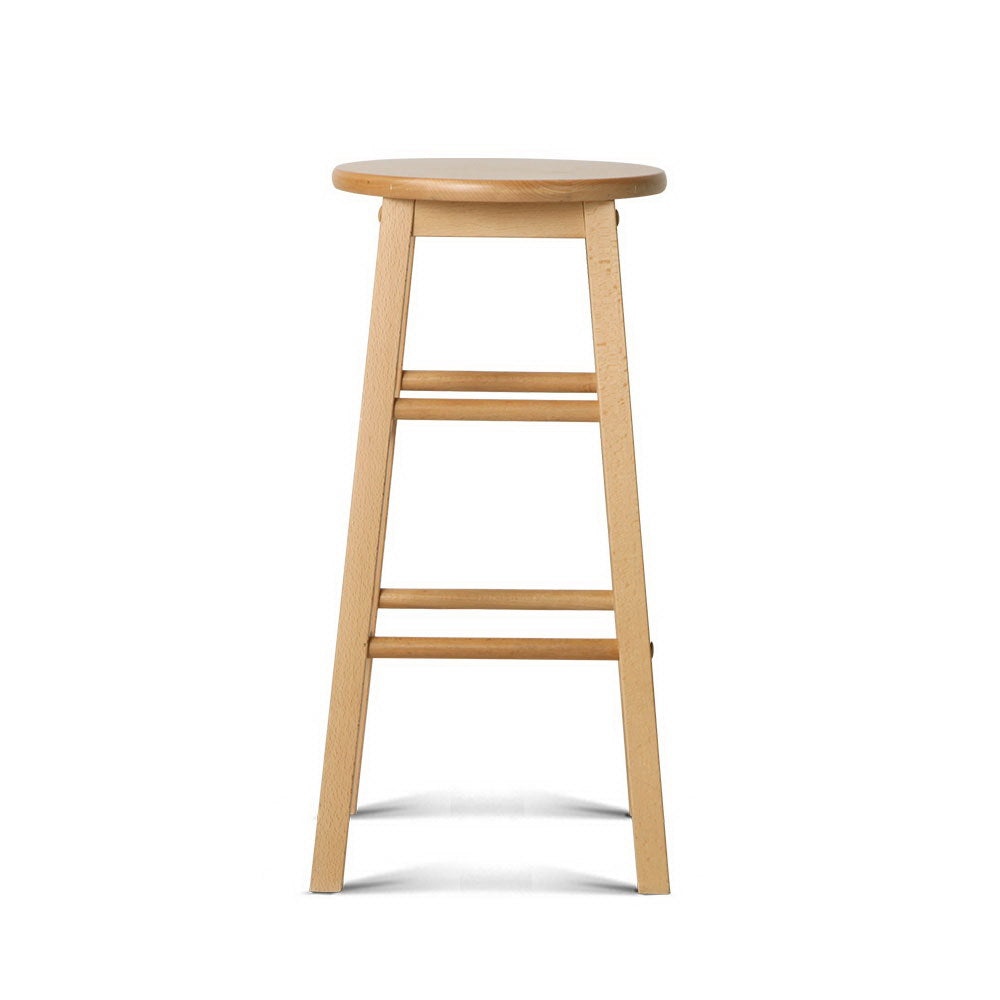 Artiss Set of 2 Beech Wood Backless Bar Stools - Natural