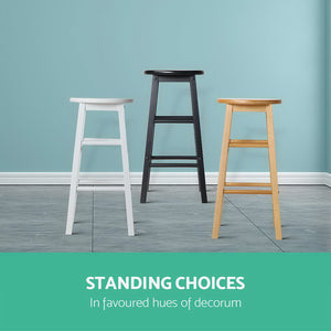 Artiss Set of 2 Beech Wood Backless Bar Stools - Natural
