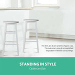 Artiss Set of 2 Beech Wood Backless Bar Stools - White