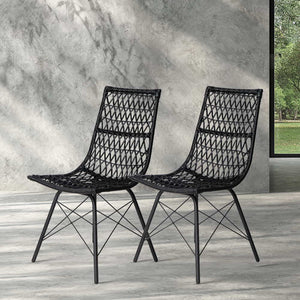 Artiss Set of 4 PE Wicker Dining Chair - Black