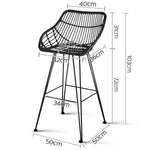 Artiss Set of 2 PE Wicker Bar Stools - Black