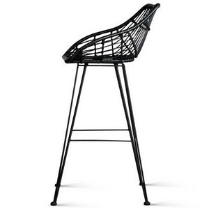 Artiss Set of 2 PE Wicker Bar Stools - Black