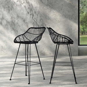 Artiss Set of 2 PE Wicker Bar Stools - Black