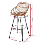 Artiss Set of 2 PE Wicker Bar Stools - Natural