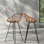 Artiss Set of 2 PE Wicker Bar Stools - Natural