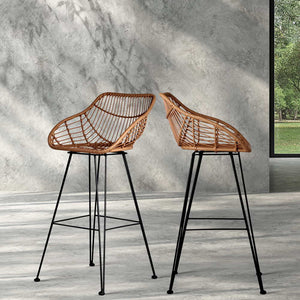 Artiss Set of 2 PE Wicker Bar Stools - Natural