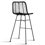 Artiss Set of 2 PE Wicker Bar Stools - Black