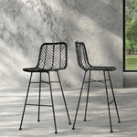 Artiss Set of 2 PE Wicker Bar Stools - Black