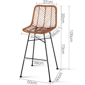 Artiss Set of 2 PE Wicker Bar Stools - Natural