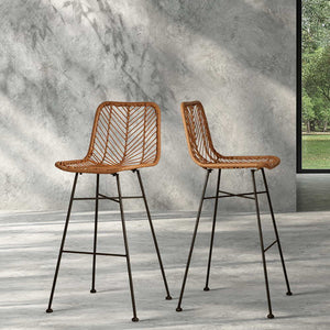 Artiss Set of 2 PE Wicker Bar Stools - Natural