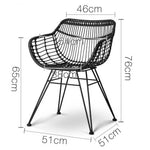 Artiss Set of 2 PE Wicker Dining Chair - Black
