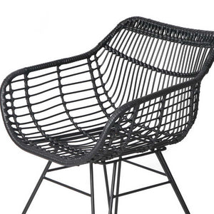 Artiss Set of 2 PE Wicker Dining Chair - Black