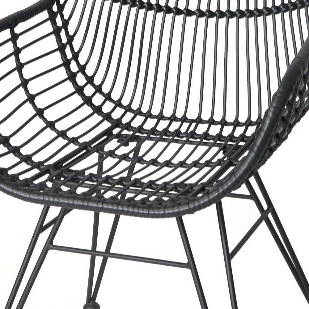 Artiss Set of 2 PE Wicker Dining Chair - Black