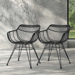 Artiss Set of 2 PE Wicker Dining Chair - Black